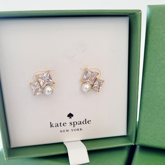kate spade Jewelry - Kate Spade Gold and Crystal Pearl Earrings